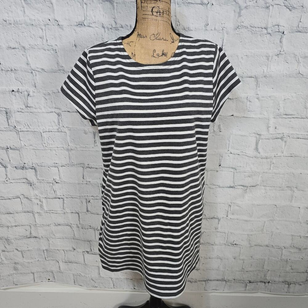 Missguided mini dress Sz 14 short sleeve striped gray casual ACL